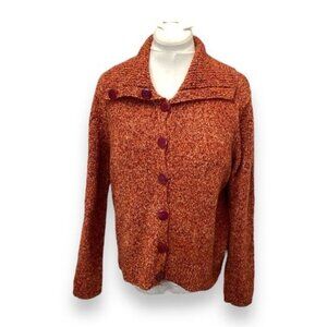 SML Sport Womens Chunky Knit Cardigan Sweater VTG 90s Cottagecore Indie Rust XL